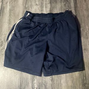 Navy blue with white stripes on the sides